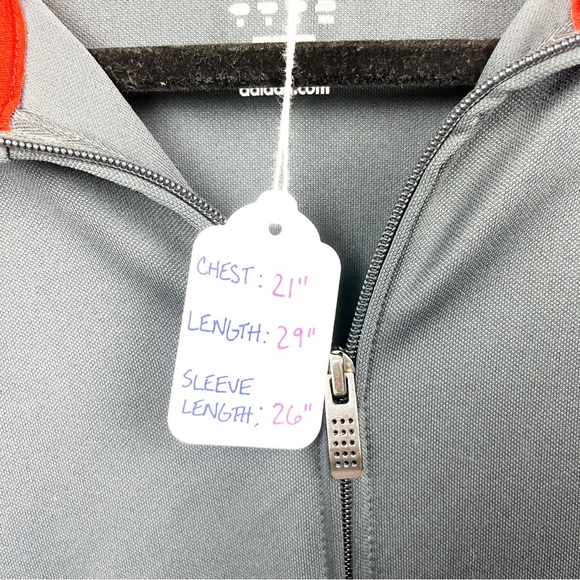 Adidas Long Sleeve Zip-Up Grey & Orange/Red Athletic Jacket - Picture 10 of 10